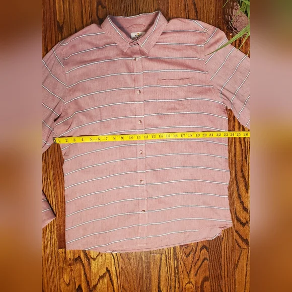 Marine Layer Men's Alemany Long Sleeve Button Up Striped Coral Pink Shirt Sz XL - Picture 6 of 8